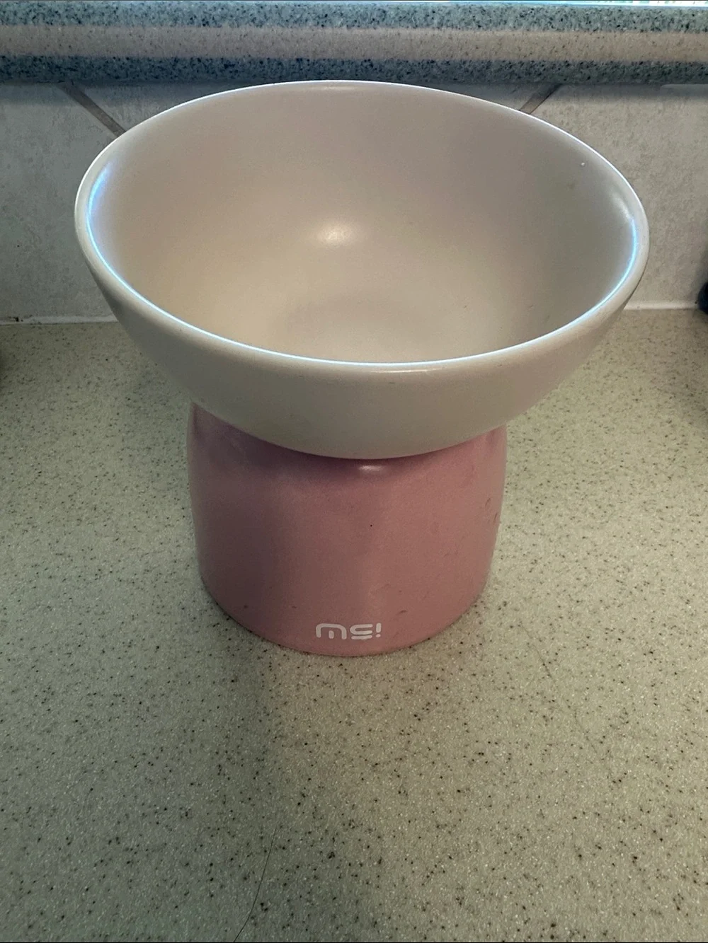 Pink & White Elevated Pet Bowl